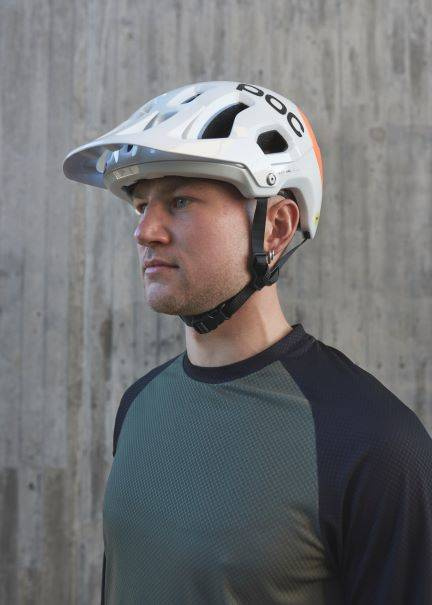 Bicycle helmet POC Tectal Race MIPS NFC Hydrogen White Fluorescent Orange AVIP Bikes Helmets Blackweek KrakowSport