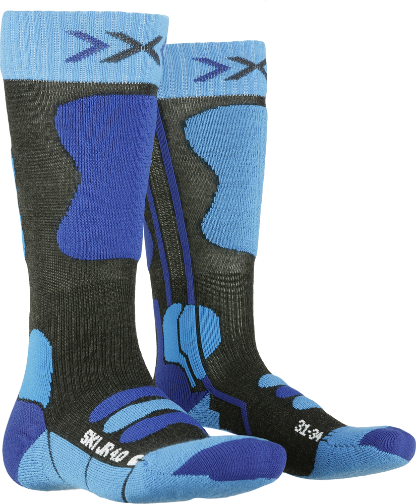 Ski socks XSOCKS SKI JUNIOR 4.0 ANTHRACITE MELANGE/ELECTRIC BLUE
