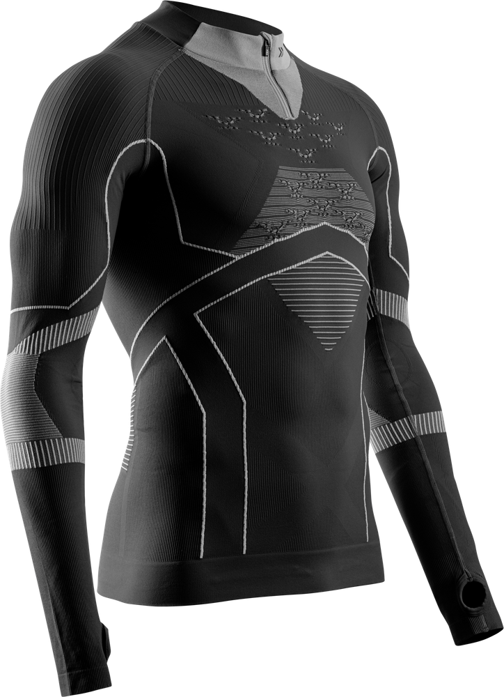 Thermal underwear X bionic Energy Accumulator Light Shirt LS 1 2 Zip Black Light Grey 2024 25 Black Light Grey Ski Clothing Thermal Wear Mens KrakowSport