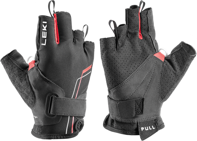 Gloves LEKI Nordic Breeze Shark Short Black/Red/White - 2024