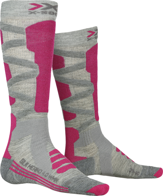 Ski socks X-SOCKS SKI SILK MERINO 4.0 WOMEN GREY MELANGE/PINK - 2021/22