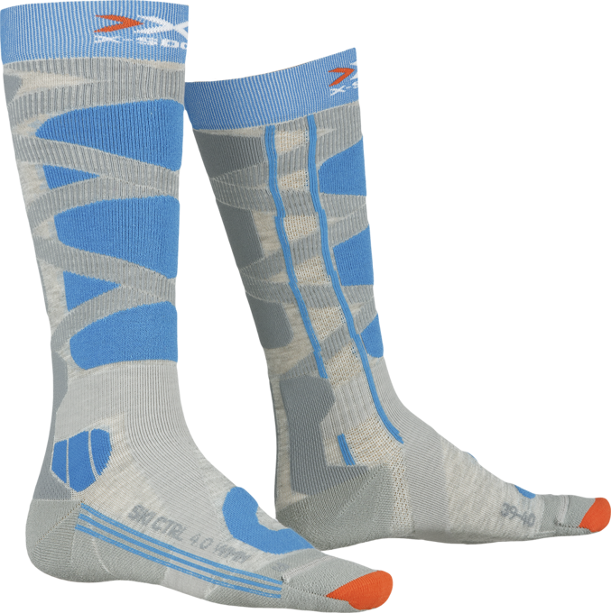 Skisocken X-Socks Ski Control 4.0 Women Grey Melange/Turquoise - 2023/24