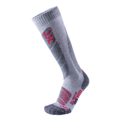 Ski socks UYN Ski All Mountain Woman Light Grey Melange/Coral - 2025/26