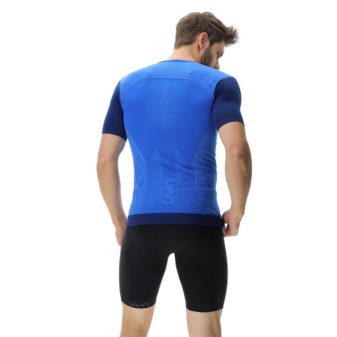 Laufshirt UYN Man Running PB42 OW Shirt SH_SL Strong Blue/Peacot