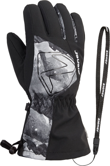 Rękawice Ziener Laval-z As® Aw Glove Junior Unisex Black Grey Mountain Print - 2025/26
