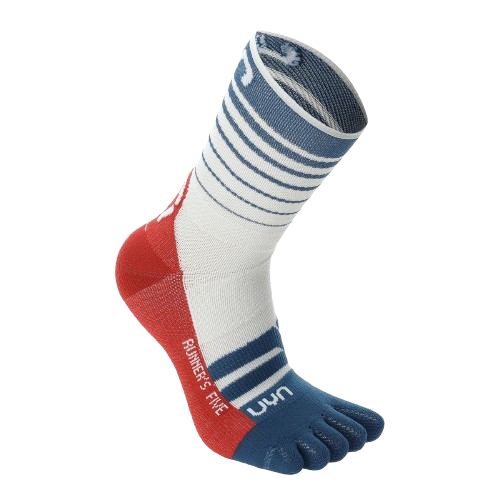 Skarpety trekkingowe UYN Man Runner's Five Socks White/Blue Poseidon/Red