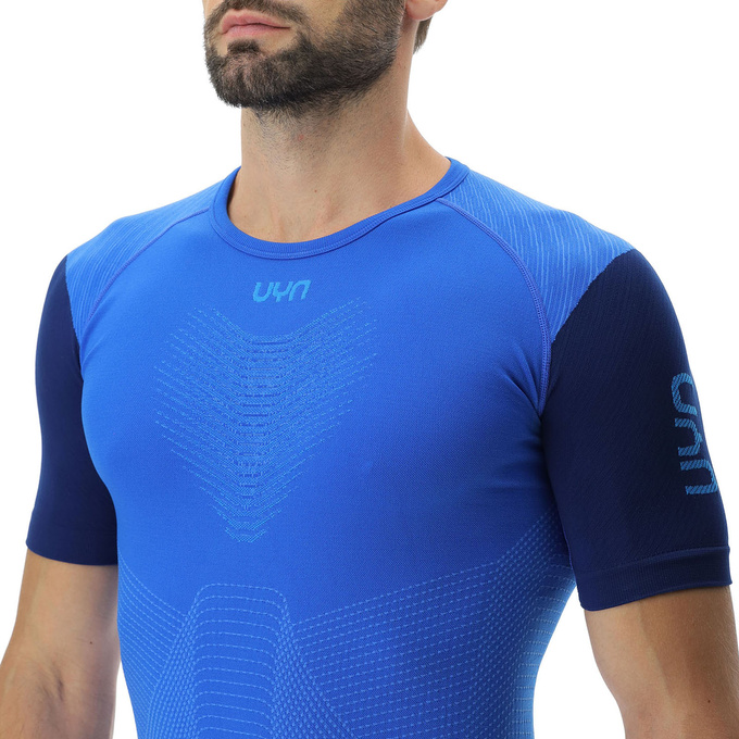 Laufshirt UYN Man Running PB42 OW Shirt SH_SL Strong Blue/Peacot