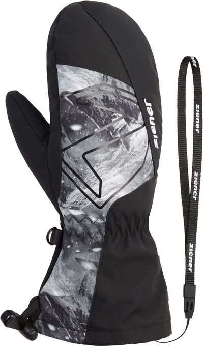 Rękawice Ziener Lavalino-z As® Aw Mitten Glove Junior Unisex Black Grey Mountain Print - 2025/26