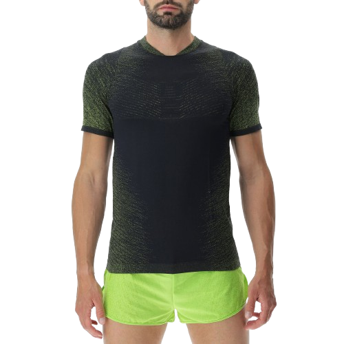 Koszulka biegowa UYN Man Running Exceleration OW Shirt SH_SL Black/Lime