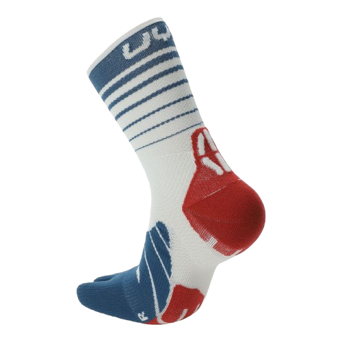 Skarpety trekkingowe UYN Man Runner's Five Socks White/Blue Poseidon/Red