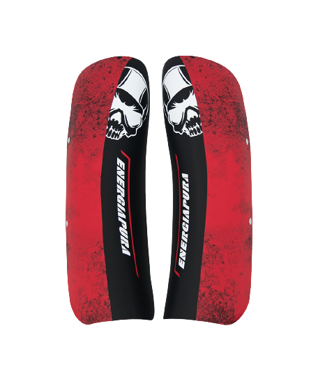Shin Guards Energiapura Shinguards Racing Senior Black/White Skull/Red - 2024/25