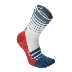 Outdoor Socks UYN Man Runner's Five Socks White/Blue Poseidon/Red