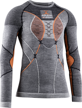 Koszulka termoaktywna X-BIONIC Apani 4.0 Merino Shirt Round Neck LG SL Black/Grey/Orange - 2022/23