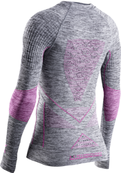 Koszulka termoaktywna X-bionic Energy Accumulator 4.0 Shirt Round Neck LG SL Women Grey Melange/pink - 2023/24